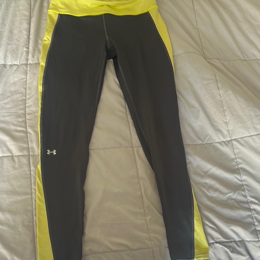 Under Armour Neon Yellow and Charcoal Leggings